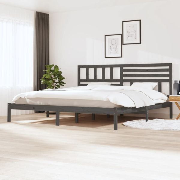 vidaXL Rám postele sivý borovicový masív 200x200 cm