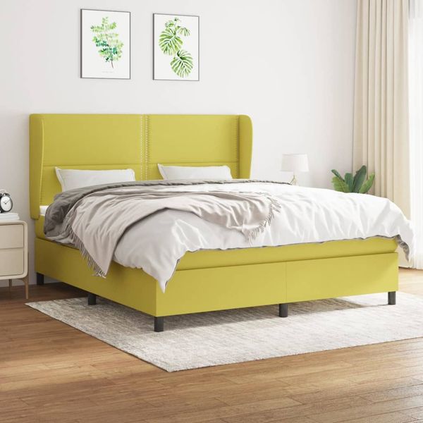 vidaXL Boxspring posteľ s matracom zelená 160x200 cm látka
