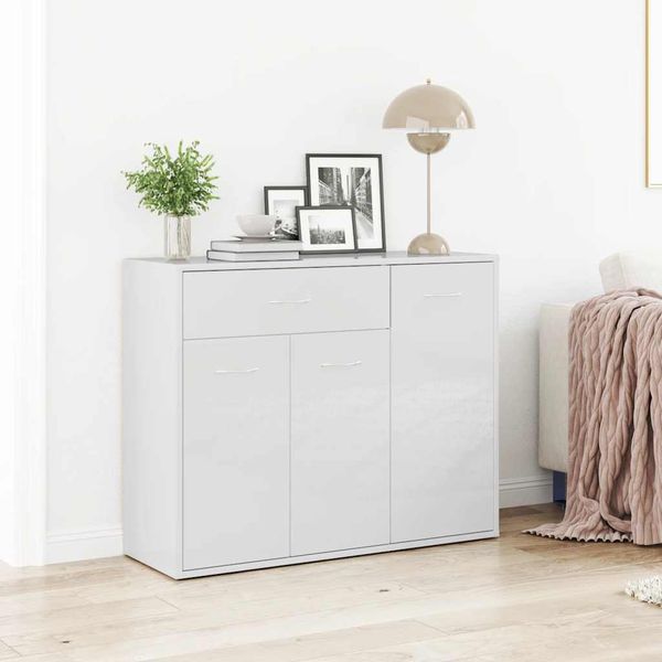 vidaXL Komoda, lesklá biela 88x30x70 cm, kompozitné drevo
