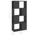 vidaXL Knižnica/deliaca stena, sivá 60x24x124,5 cm, kompozitné drevo