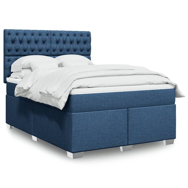 vidaXL Boxspring posteľ s matracom modrý 140x190 cm látka