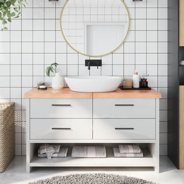 vidaXL Kúpeľňová doska bledohnedá 140x50x(2-6) cm ošetrený masív