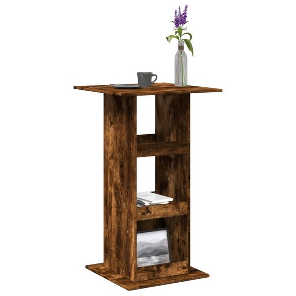 vidaXL Barový stôl s policami dymový dub 60x60x102 cm kompozitné drevo