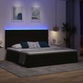 vidaXL LED úložná posteľ s matracom Čierna 200 x 200 cm Zamat