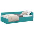 vidaXL Rohový rám postele Tyrkysová 90 cm x 200 cm Zamat