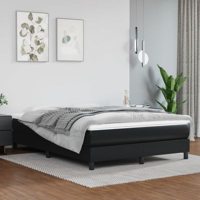 vidaXL Posteľný rám s boxspringom čierny 140x200 cm umelá koža