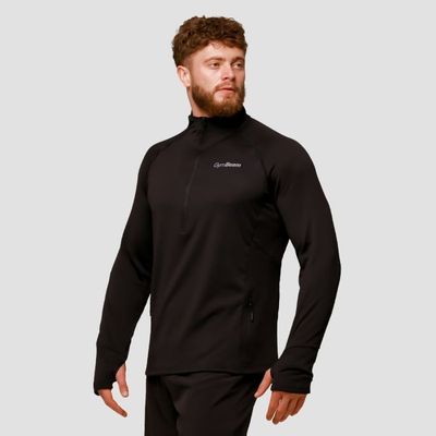 Běžecká mikina 1/2 Zip Pulse Black - GymBeam, veľkosť M, veľkosť oblečenia M