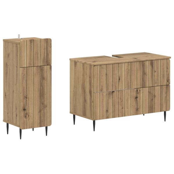 vidaXL Súprava kúpeľňových skríň v 2 kusoch ZWOLLE Dub artisan