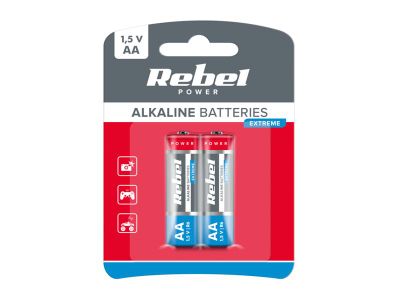 Batéria AA (R6) alkalická REBEL EXTREME Alkaline Power 2ks / blister BAT0091B