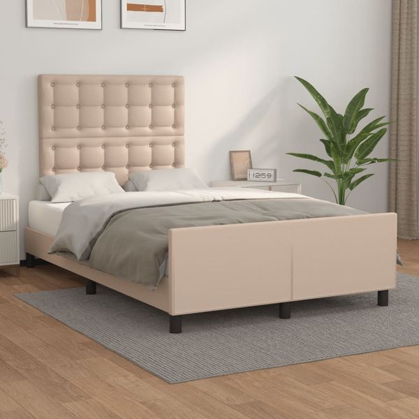 vidaXL Posteľ bez matraca kapučínová 120x190 cm umelá koža