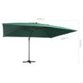 vidaXL Závesný záhradný slnečník+LED, hliníková tyč 400x300 cm, zelený
