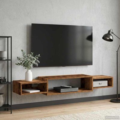 vidaXL Nástenný TV kabinet Nástenná montáž Staré drevo
