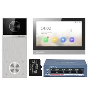 Hikvision KIT IP videotelefónu, dverná stanica + bytový monitor + switch