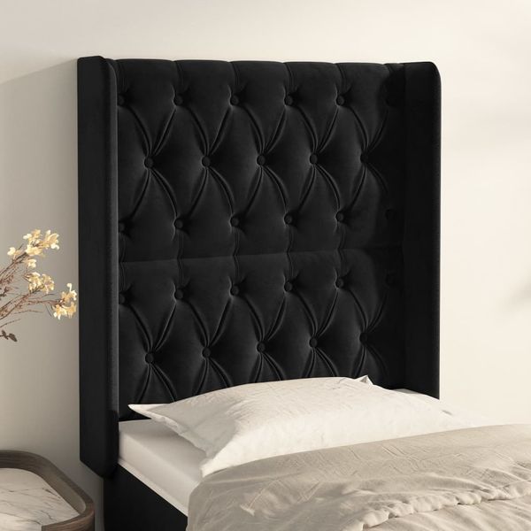 vidaXL Čelo postele so záhybmi čierne 83x16x118/128 cm zamat