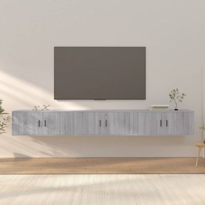 vidaXL Nástenné TV skrinky 3 ks sivé sonoma 100x34,5x40 cm