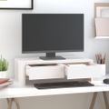 vidaXL Stojan na monitor biely 50x27x15 cm masívna borovica