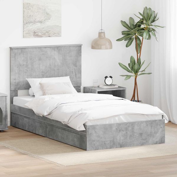 vidaXL Úložná posteľ Betónová šedá 100 x 200 cm Kompozitné drevo