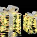 vidaXL Osvetlená vianočná darčeková krabica 3 ks 150 LED Teplá biela