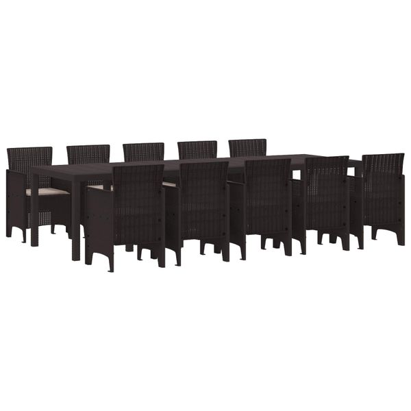 vidaXL Záhradný jedálenský set 11 pcs Hnedá a taupe Poly ratan