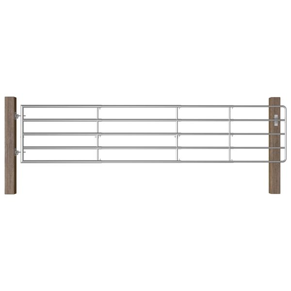 vidaXL Farmárska brána s 5 tyčami oceľová (150-400) x 90 cm strieborná