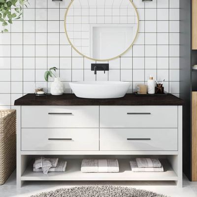 vidaXL Kúpeľňová doska tmavohnedá 160x60x(2-6) cm ošetrený masív