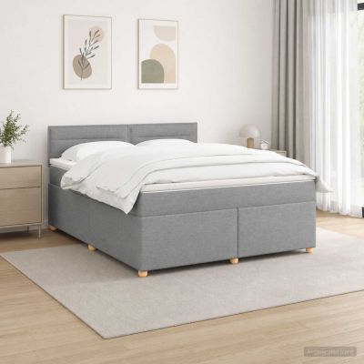 vidaXL Posteľ boxspring s matracom Svetlosivá 140 x 190 cm Látka