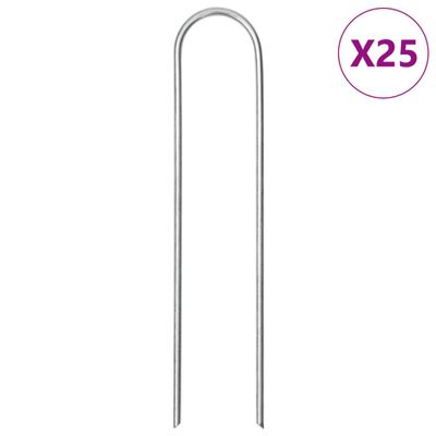 vidaXL Stanové kolíky v U tvare 25 ks 15x3,5 cm pozinkovaná oceľ