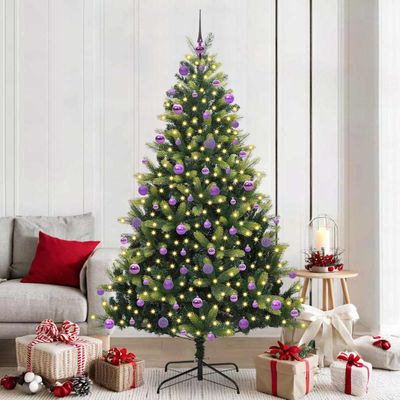vidaXL Umelý skladací vianočný stromček 300 LED diód Zelená 210 cm