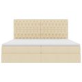 vidaXL Postel s úložným prostorem a matrací Krémová 200 x 200 cm látka