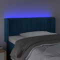 vidaXL Čelo postele s LED tmavomodré 83x16x78/88 cm zamat