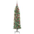 vidaXL Umelý chudý vianočný strom Zelená a biela 180 cm
