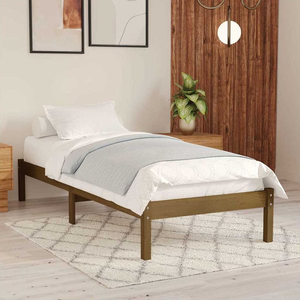 vidaXL Posteľný rám medový drevený masív 75x190cm malé jednolôžko