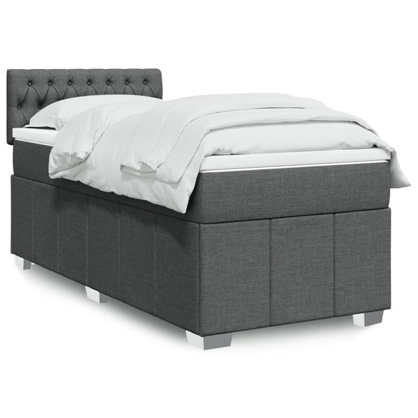 vidaXL Boxspring posteľ s matracom tmavosivá 100x200 cm látka