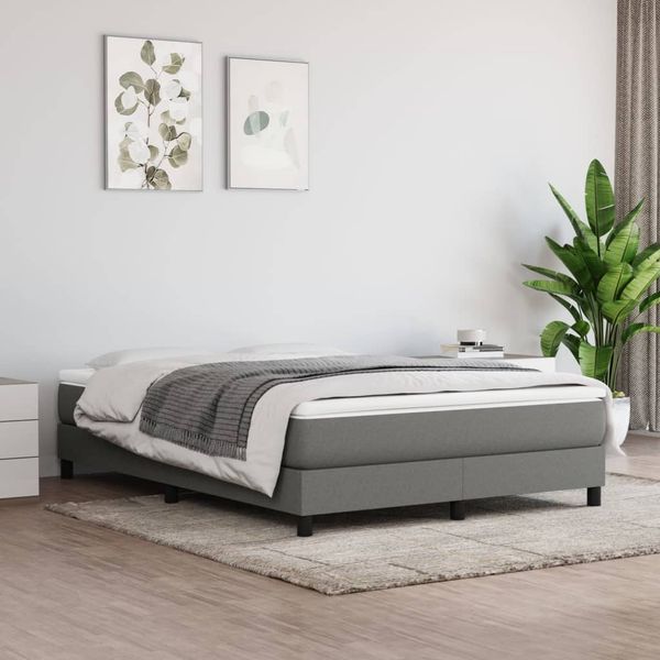 vidaXL Posteľný rám s boxspringom tmavosivý 140x190 cm látka