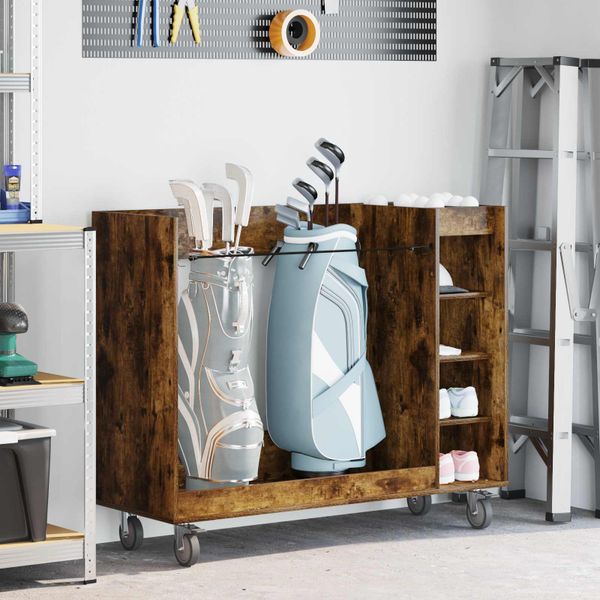 vidaXL Golfová skriňa s kolesom Dymová dub 120 x 45 x 98 cm