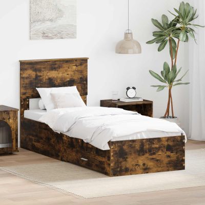vidaXL Rám postele Dymový dub a striebro 75 x 190 cm Kompozitné drevo