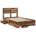 vidaXL Rám postele Staré drevo 135 x 190 cm Kompozitné drevo