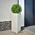 vidaXL Záhradné kvetináče 2 ks biele trojuholník 40x34,5x75 cm oceľ