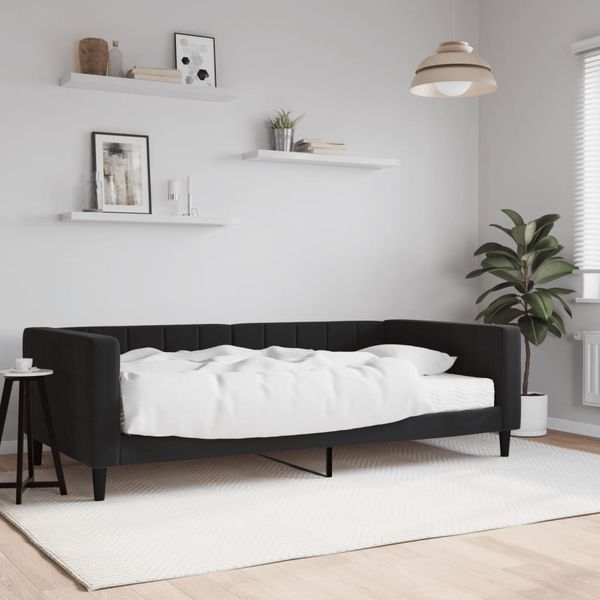 vidaXL Denná posteľ s matracom čierna 100x200 cm zamat