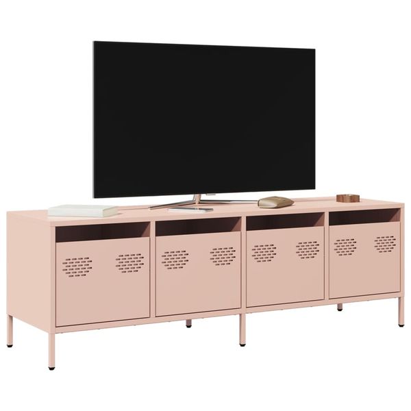 vidaXL TV skrinka ružová 135x39x43,5 cm oceľ valcovaná za studena