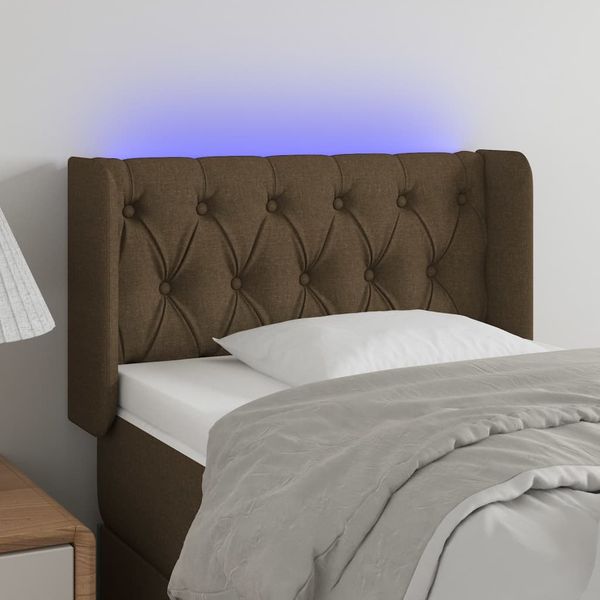 vidaXL Čelo postele s LED tmavohendé 83x16x78/88 cm látka