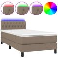 vidaXL Posteľ boxsping s matracom a LED sivohnedá 100x200 cm látka