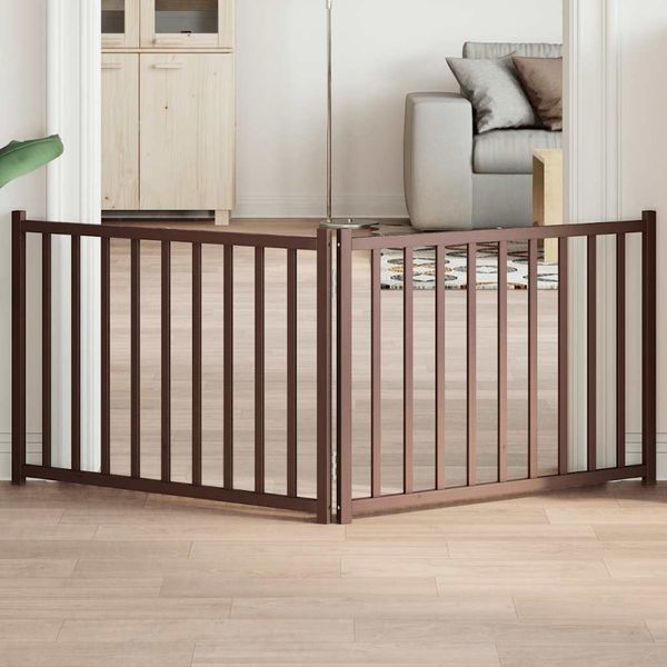 vidaXL Brána pre psa skladacia 2 panely 160 cm masívne jedľové drevo