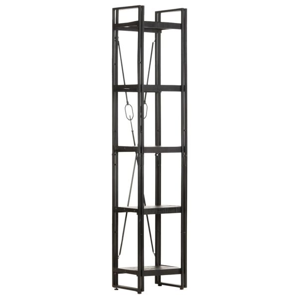 vidaXL Knižnica s 5 policami čierna 90x30x180 cm mangovníkový masív