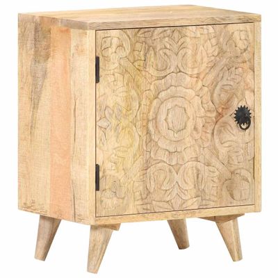 vidaXL Vyrezávaný nočný stolík 40x30x50 cm masívne mangovníkové drevo