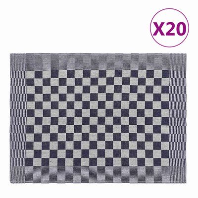 vidaXL Kuchynské utierky 20 ks modro-biele 50x70 cm bavlna