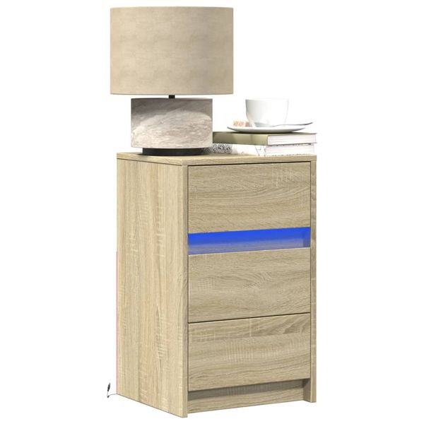 vidaXL Nočný stolík s LED svetlami dub sonoma kompozitné drevo