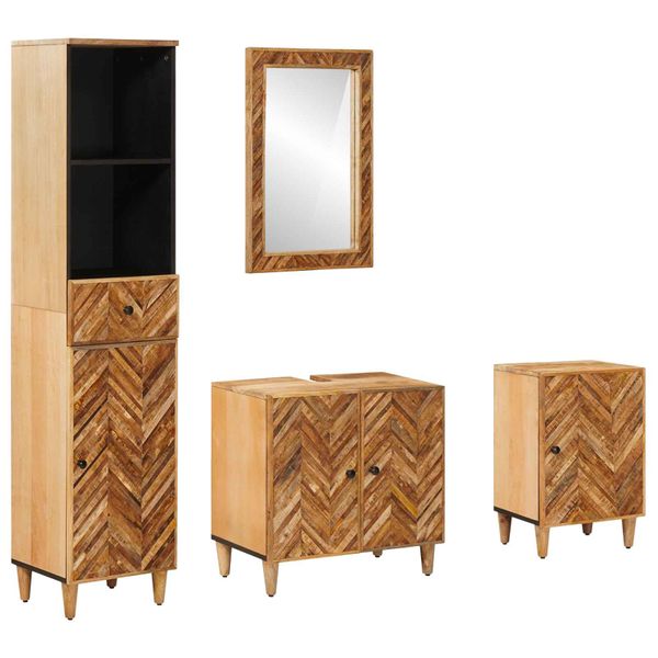 vidaXL Set kabinetov do kúpeľne so zásuvkou 4 pcs Masívne mango drevo