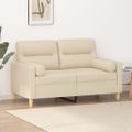 vidaXL 2-miestna pohovka s vankúšikmi krémová 120 cm látka