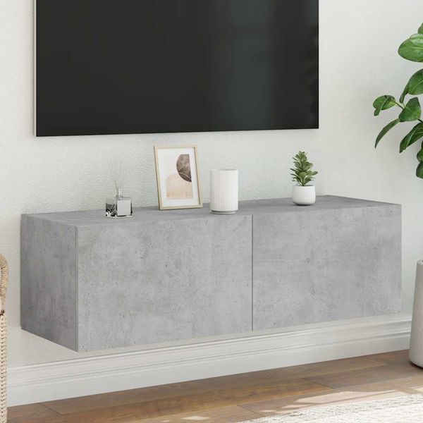 vidaXL TV nástenná skrinka s LED svetlami betónovo sivá 100x35x31 cm